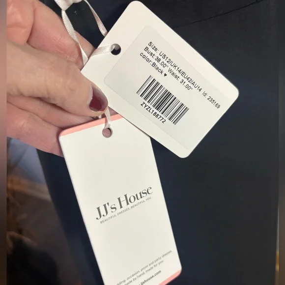 JJ’s House Black Formal Maxi Dress Size 12 NWT Adjustable Straps - Picture 3 of 16